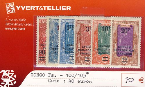 CONGO. - n° 100/105* CONGO. - n° 100/105*