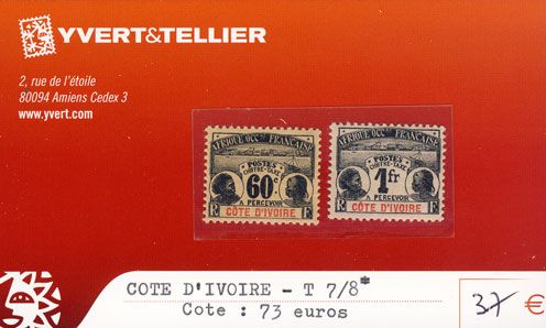 COTE D´IVOIRE Taxe - n° 7/8* COTE D´IVOIRE Taxe - n° 7/8*