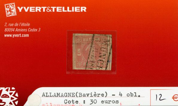 ALLEMAGNE BAVIERE - n°4 obl. ALLEMAGNE BAVIERE - n°4 obl.