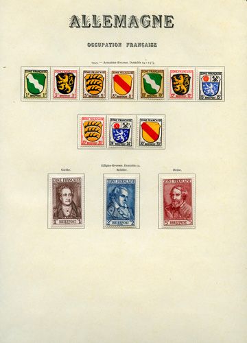 Collection : Allemagne occ. Fr., Bade, Etat Rhéno-palatin, Wurttemberg. Collection : Allemagne occ. Fr., Bade, Etat Rhéno-palatin, Wurttemberg.