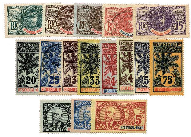 n°1/17* (n°5,8,10 obl.) - Timbre HAUT-SÉNÉGAL ET NIGER Poste n°1/17* (n°5,8,10 obl.) - Timbre HAUT-SÉNÉGAL ET NIGER Poste