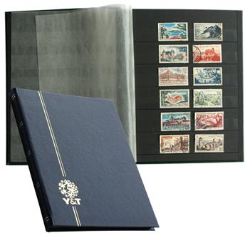 PERFECTA : Classeur fixe pour timbres (Petit modèle-Pages Noires-16p. Bleu)