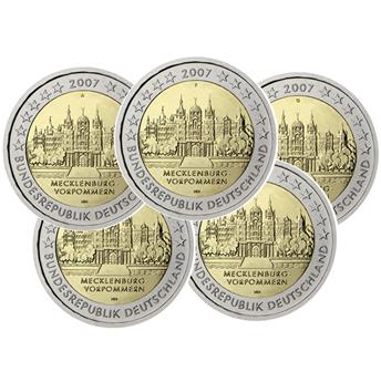 2 EURO COMMEMORATIVE 2007  :  ALLEMAGNE (château de SCHWERIN les 5 pièces)