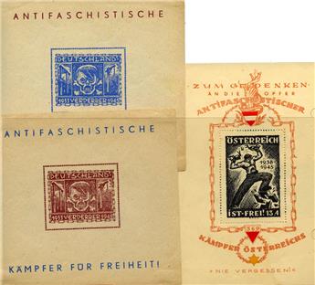 ALLEMAGNE ET AUTRICHE  : 3 feuillets antifasciste de 1945