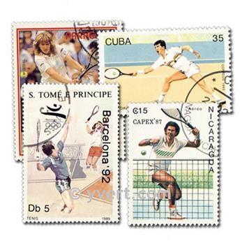 TENNIS : pochette de 25 timbres (Oblitérés)