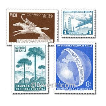 CHILI : pochette de 100 timbres (Oblitérés)