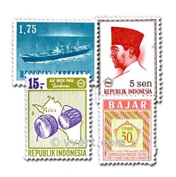 INDONESIE : pochette de 100 timbres (Oblitérés)