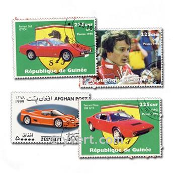VOITURES FERRARI : pochette de 10 timbres (Oblitérés)