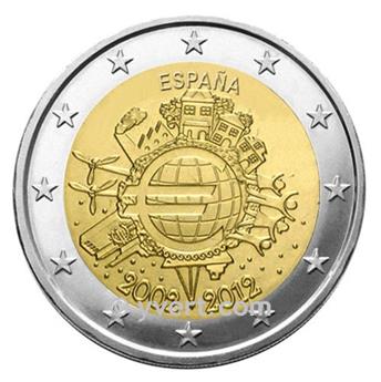 2 EURO COMMEMORATIVE 2012 : ESPAGNE (10e anniversaire de la mise en circulation des billets et des pièces en euros)