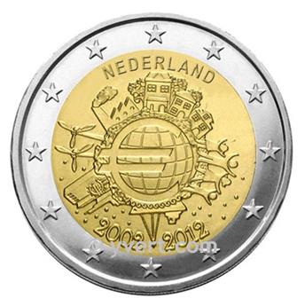 2 EURO COMMEMORATIVE 2012 : PAYS-BAS (10e anniversaire de la mise en circulation des billets et des pièces en euros)