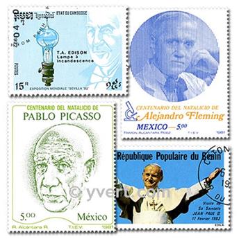 CELEBRITES : pochette de 500 timbres (Oblitérés)