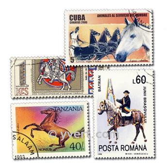 CHEVAUX : pochette de 1000 timbres (Oblitérés)