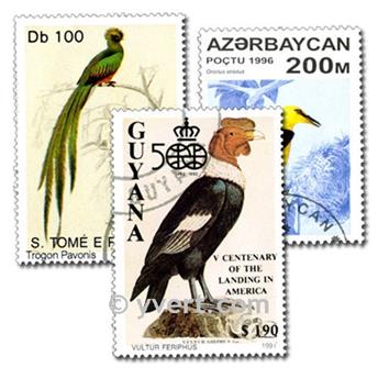 OISEAUX : pochette de 200 timbres (Oblitérés)
