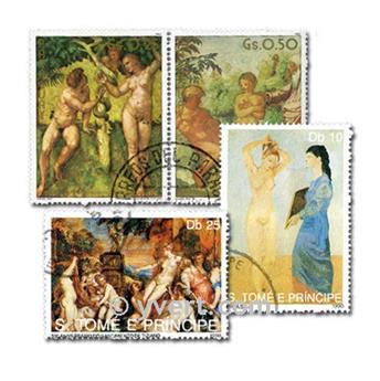 TABLEAUX DE NUS : pochette de 200 timbres (Oblitérés)