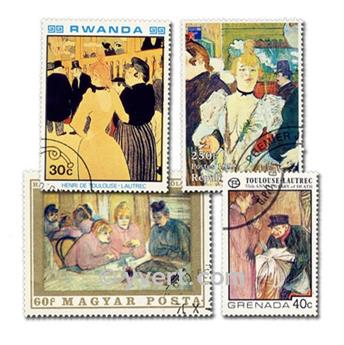 TOULOUSE LAUTREC : pochette de 20 timbres (Oblitérés)