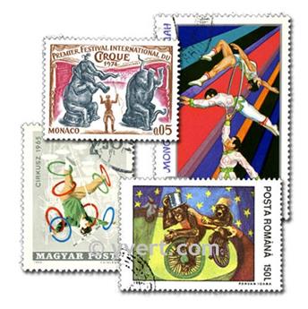 CIRQUE : pochette de 25 timbres (Oblitérés)