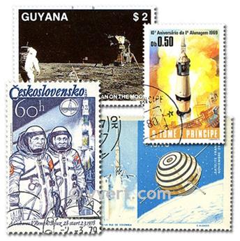ASTRONAUTIQUE : pochette de 100 timbres (Oblitérés)