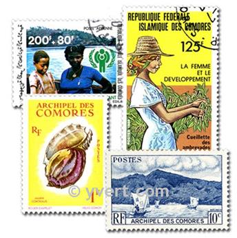 COMORES : pochette de 100 timbres (Oblitérés)