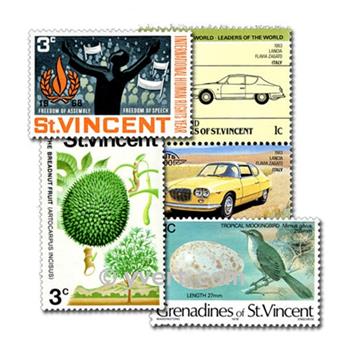 ST VINCENT DE GRENADINES : pochette de 100 timbres (Oblitérés)